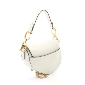 Dior Leather White Saddle Handbag Bag